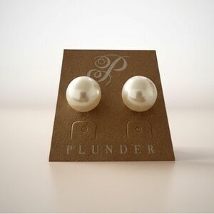 Plunder Faux Pearl Large Stud Earrings | Classic Elegant Jewelry